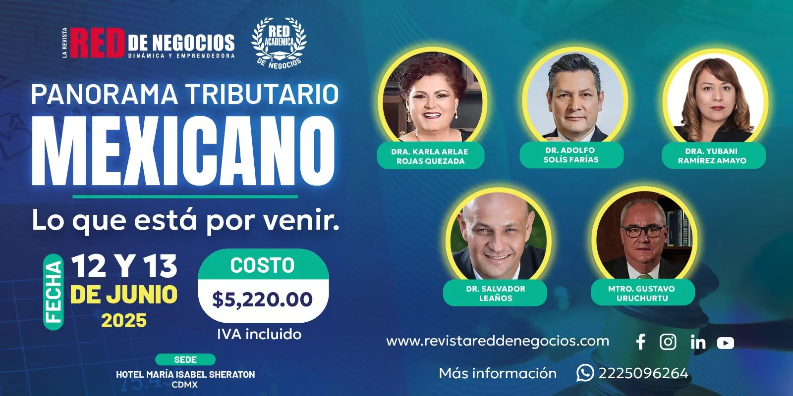 Póster del congreso Panorama Tributario Mexicano, 12 y 13 de junio de 2025, en el Hotel María Isabel Sheraton de la Ciudad de México
